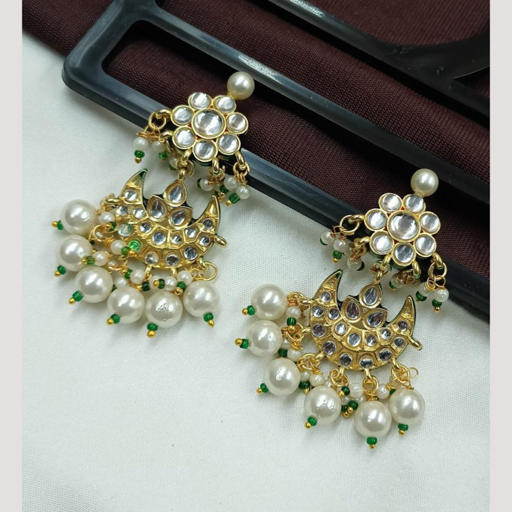 NAFJ Designer Kundan Pearl Beads Dangler Earrings for Women
