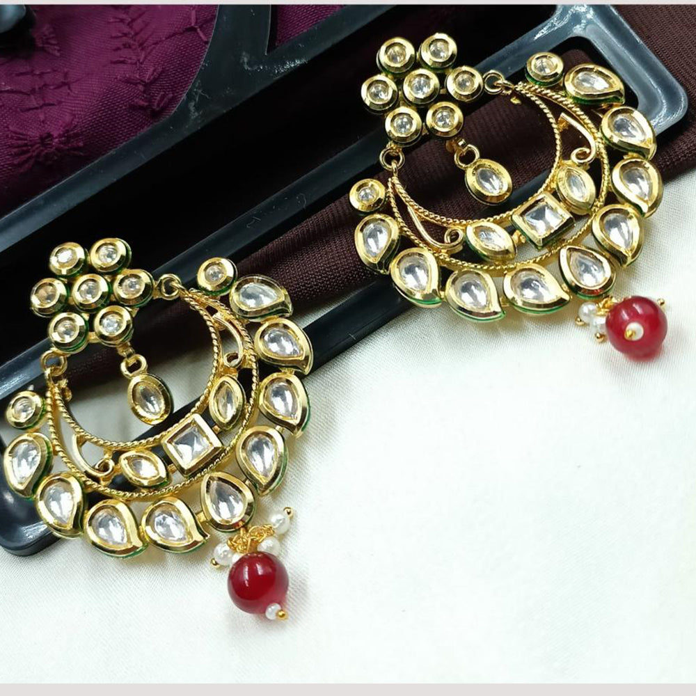 NAFJ Designer Kundan Pearl Beads Dangler Earrings for Women