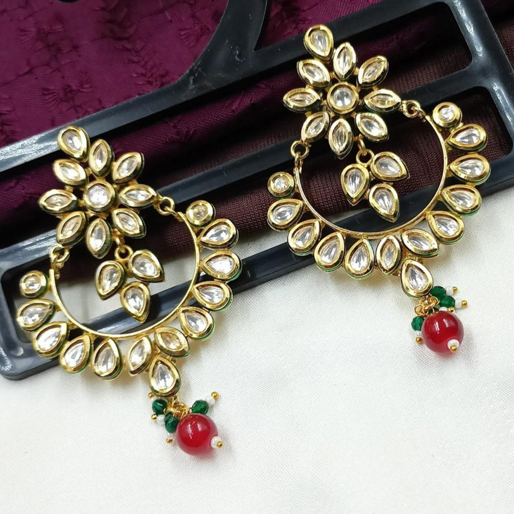 NAFJ Designer Kundan Pearl Beads Dangler Earrings for Women