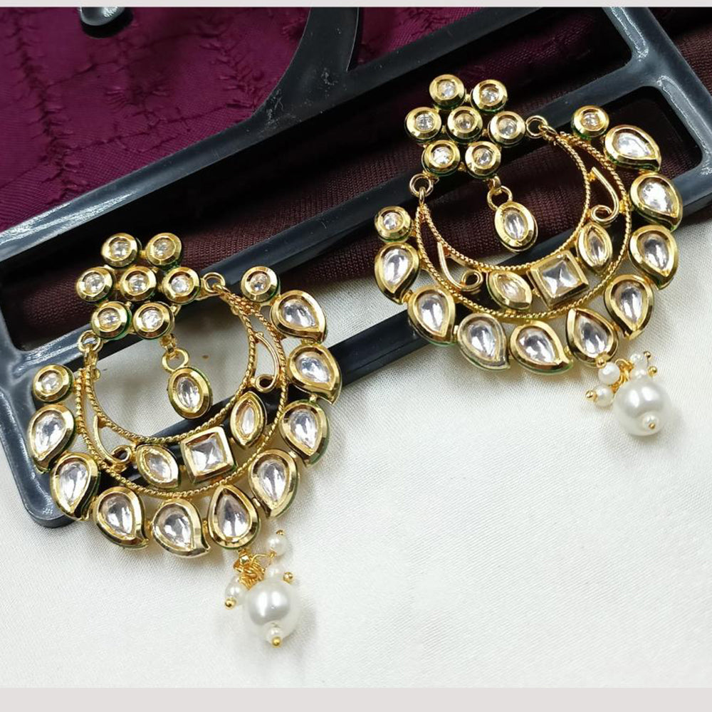 NAFJ Designer Kundan Pearl Beads Dangler Earrings for Women