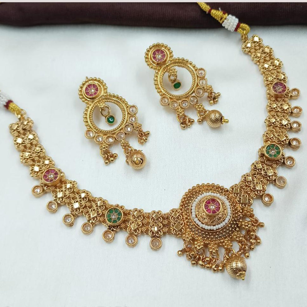 NAFJ Elegant Crystal Beads & Pearl Designer Necklace Set