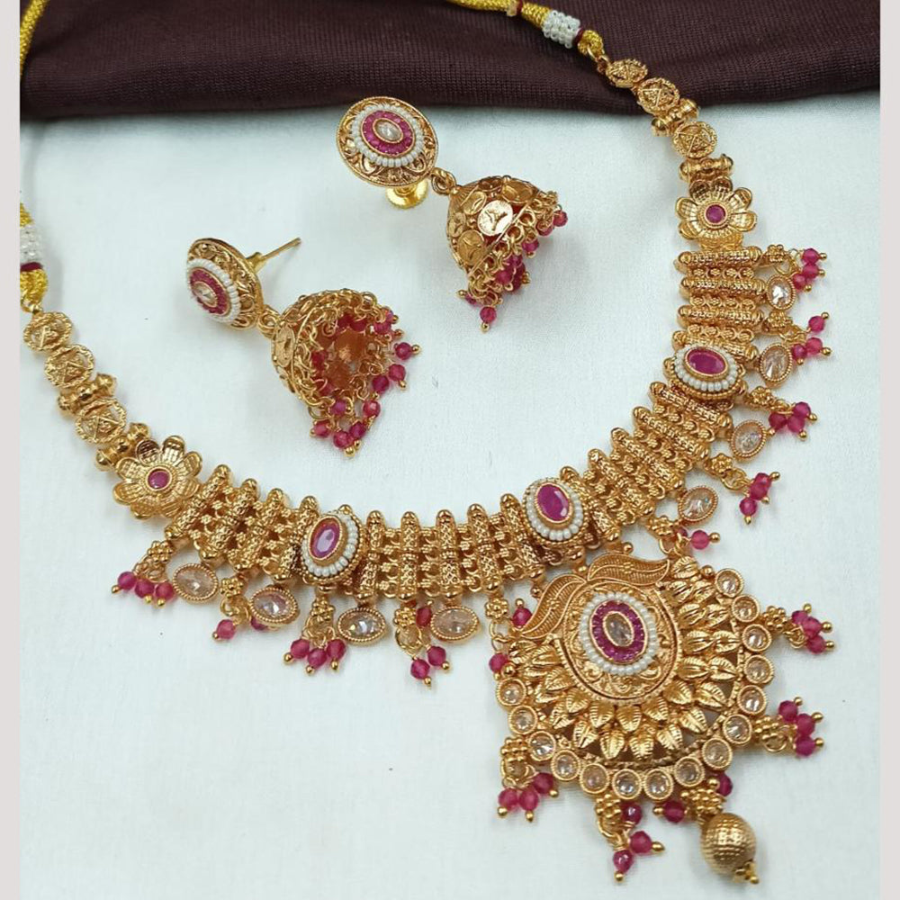 NAFJ Elegant Crystal Beads & Pearl Designer Necklace Set