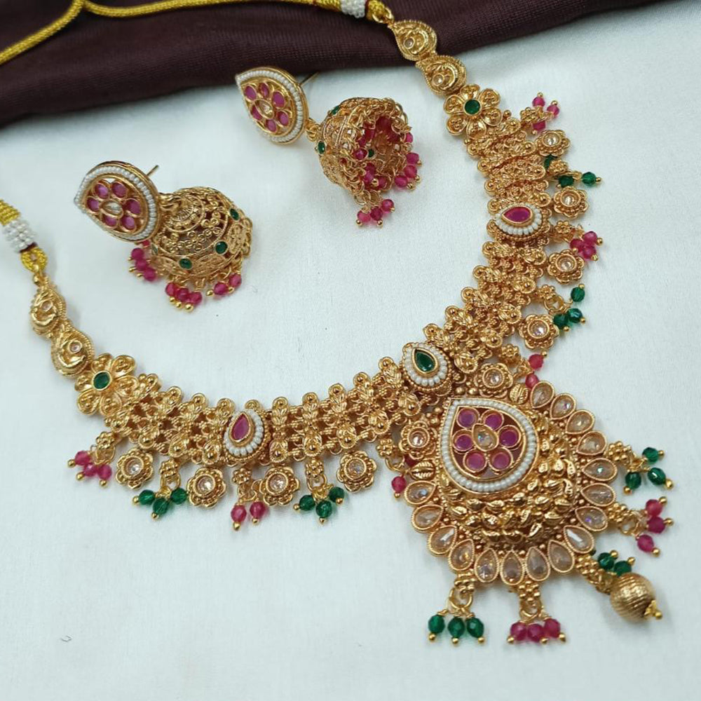 NAFJ Elegant Crystal Beads & Pearl Designer Necklace Set