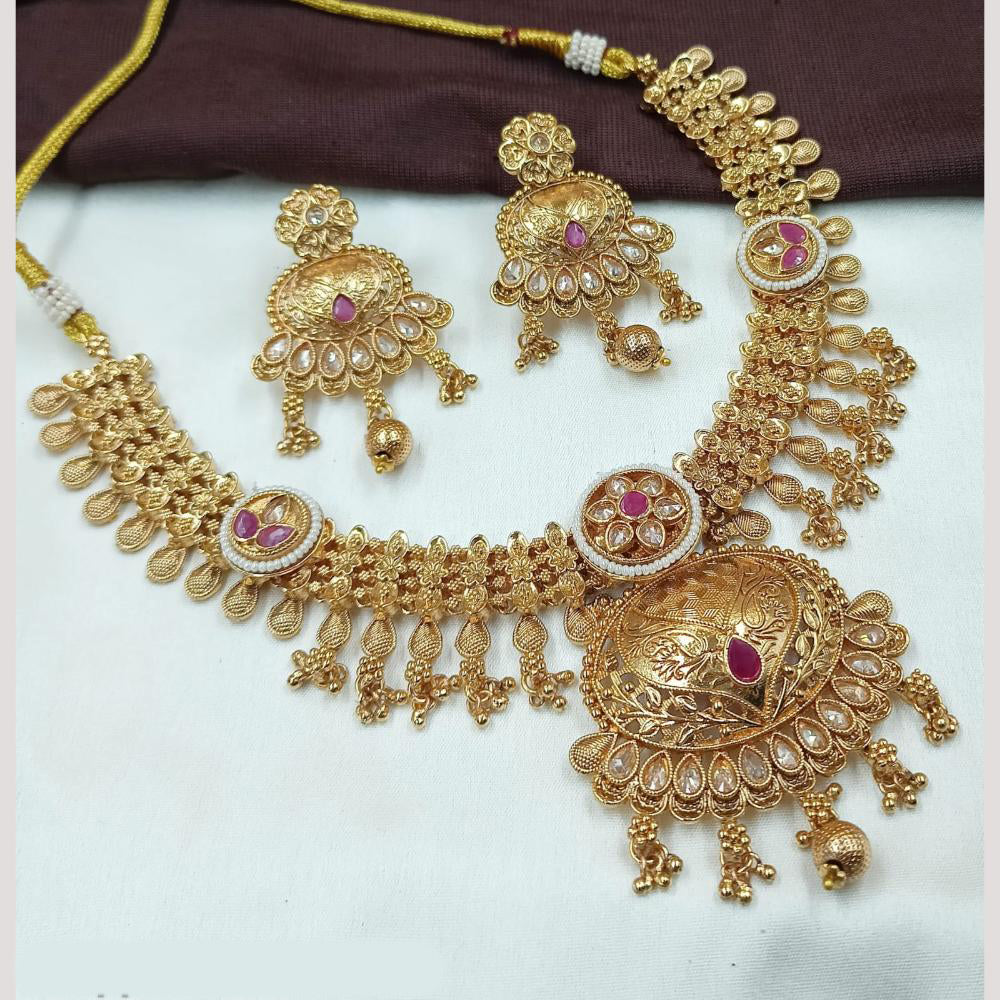 NAFJ Elegant Crystal Beads & Pearl Designer Necklace Set