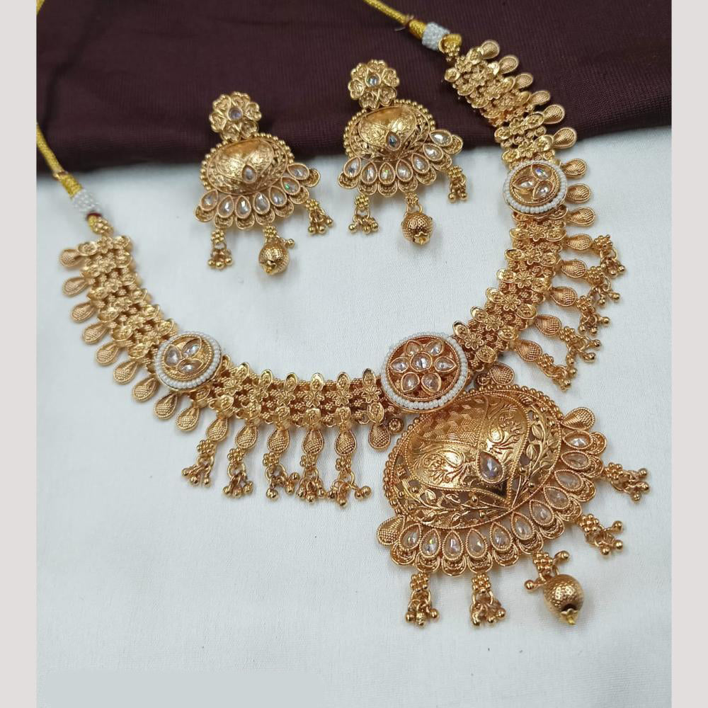 NAFJ Elegant Crystal Beads & Pearl Designer Necklace Set