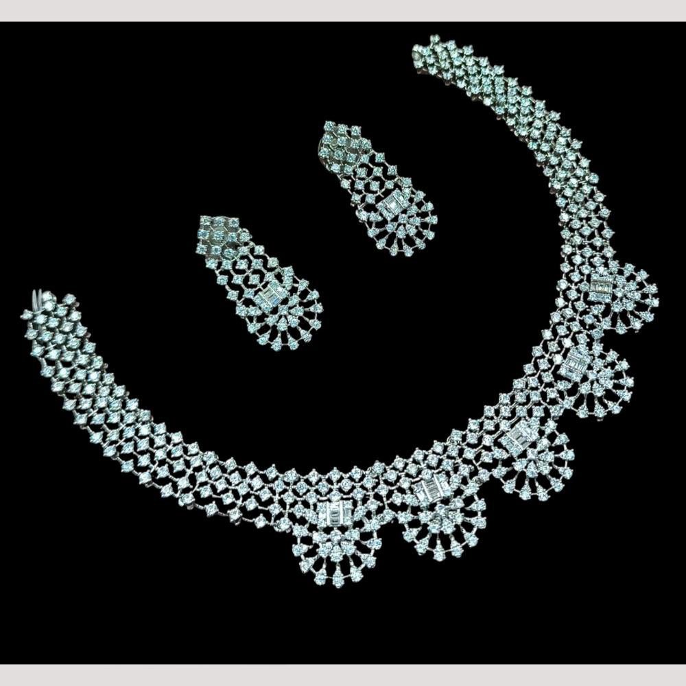 NAFJ Elegant Rhodium Polish Austrian Stone Necklace Set