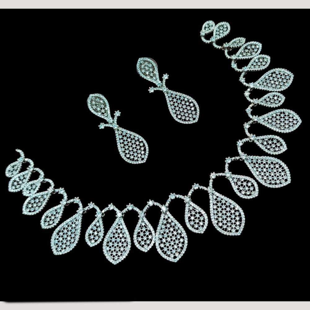 NAFJ Elegant Rhodium Polish Austrian Stone Necklace Set