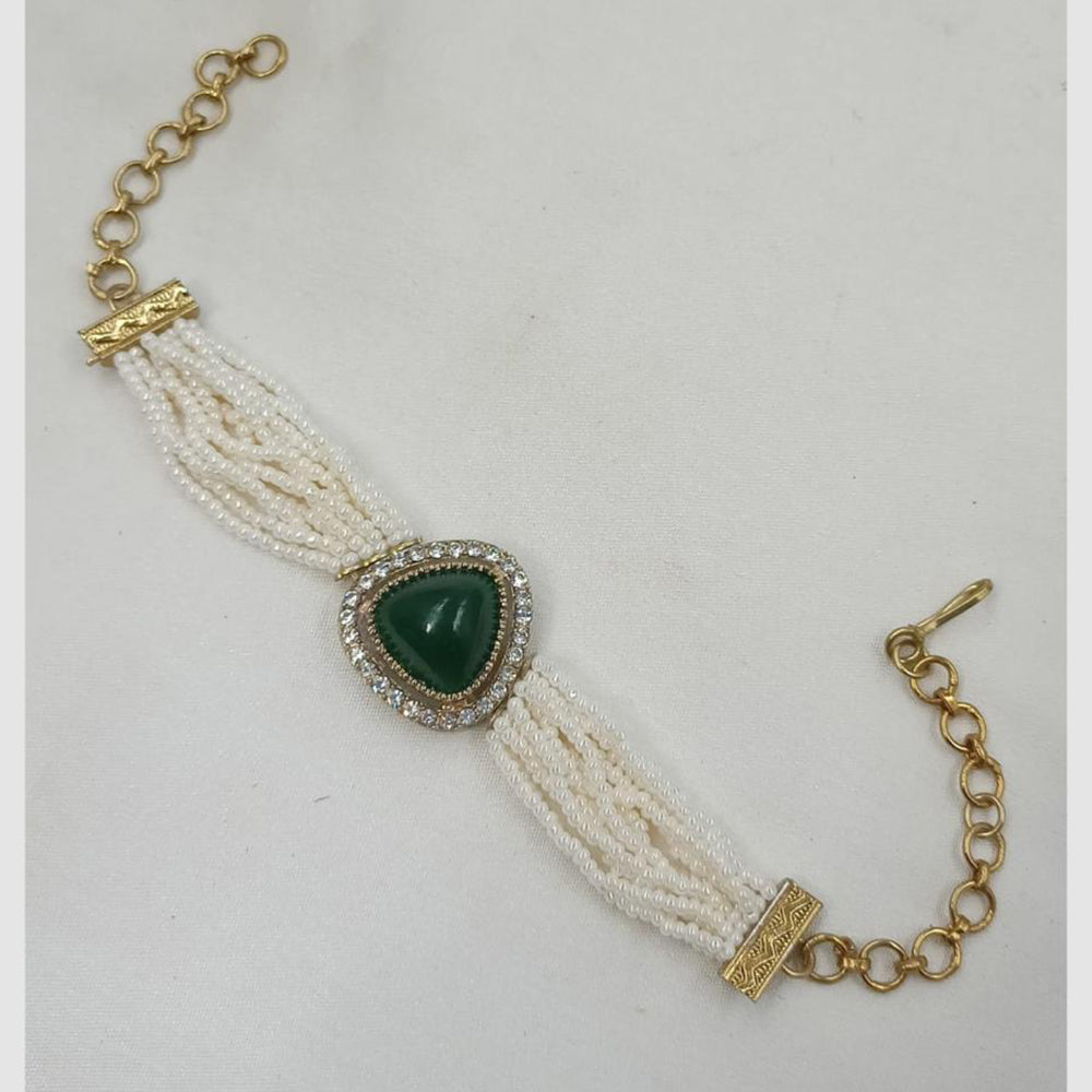 NAFJ Premium Pota And Austrian Stone Pearl Designer Adjustable Bracelet