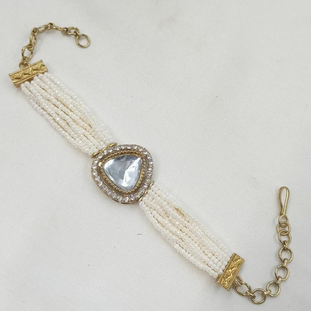 NAFJ Premium Pota And Austrian Stone Pearl Designer Adjustable Bracelet