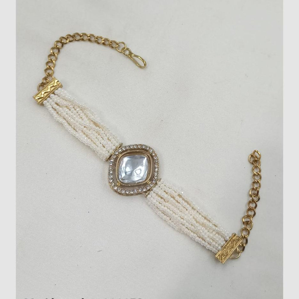 NAFJ Premium Pota And Austrian Stone Pearl Designer Adjustable Bracelet