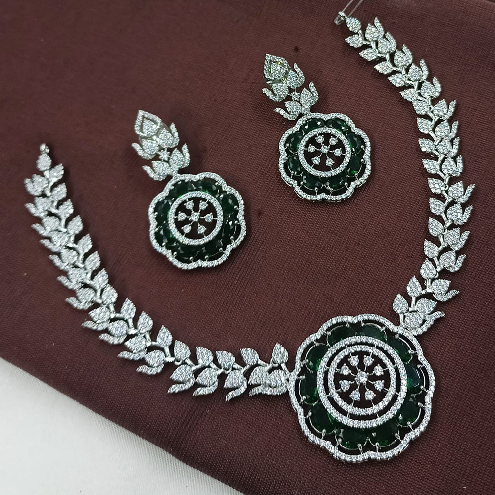 NAFJ Festive Sparkle American Diamond Necklace Set for Celebrations