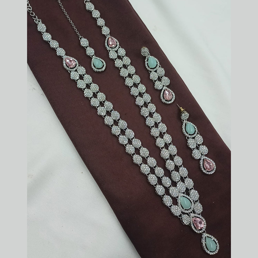 NAFJ Luxury Long Necklace Set Sparkle with Austrian Stones