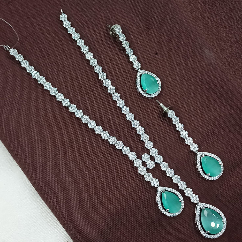 NAFJ Long Necklace Set Sparkling American Diamond Elegance