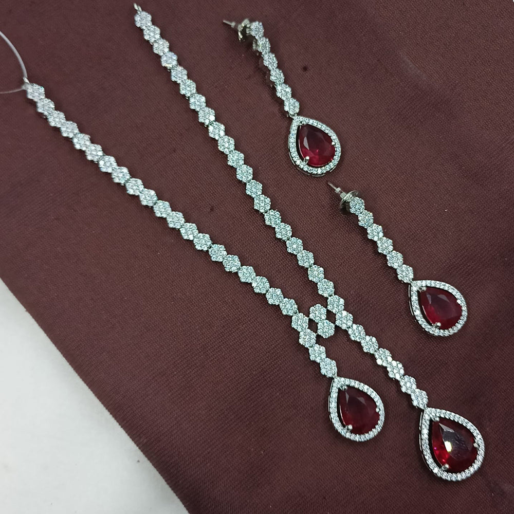 NAFJ Long Necklace Set Sparkling American Diamond Elegance