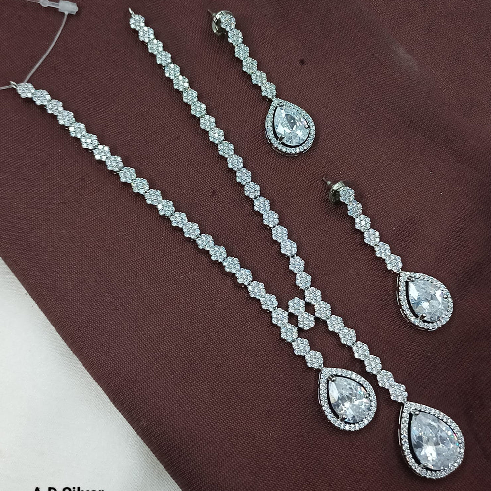NAFJ Long Necklace Set Sparkling American Diamond Elegance