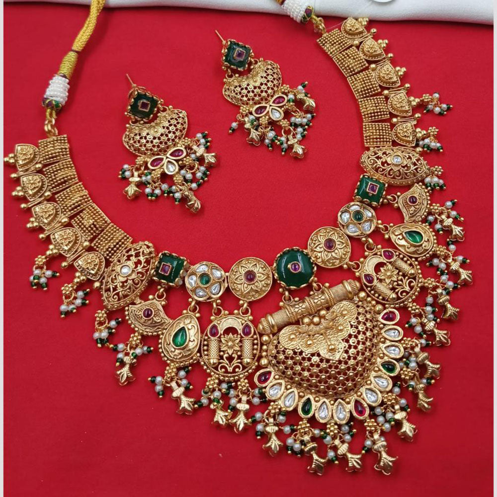 NAFJ Pota Stone Necklace Set with Antique Copper Plating