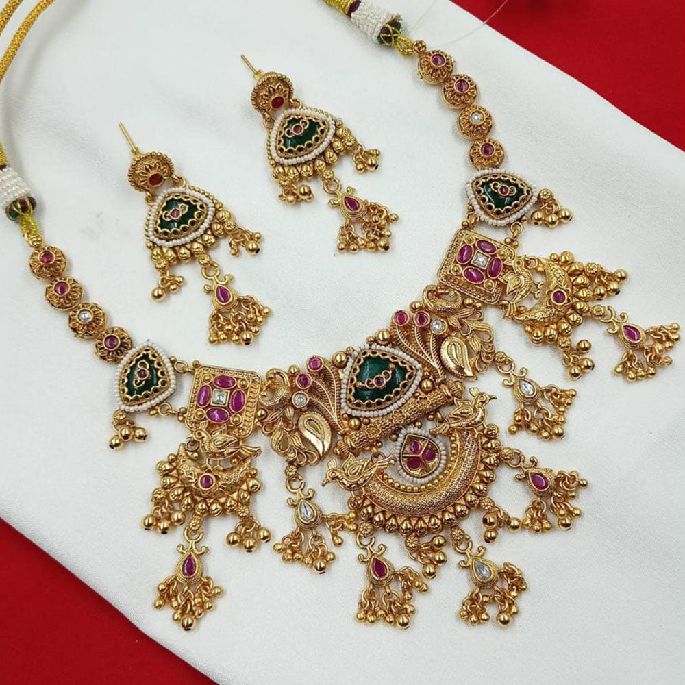 NAFJ Pota Stone Necklace Set with Antique Copper Plating