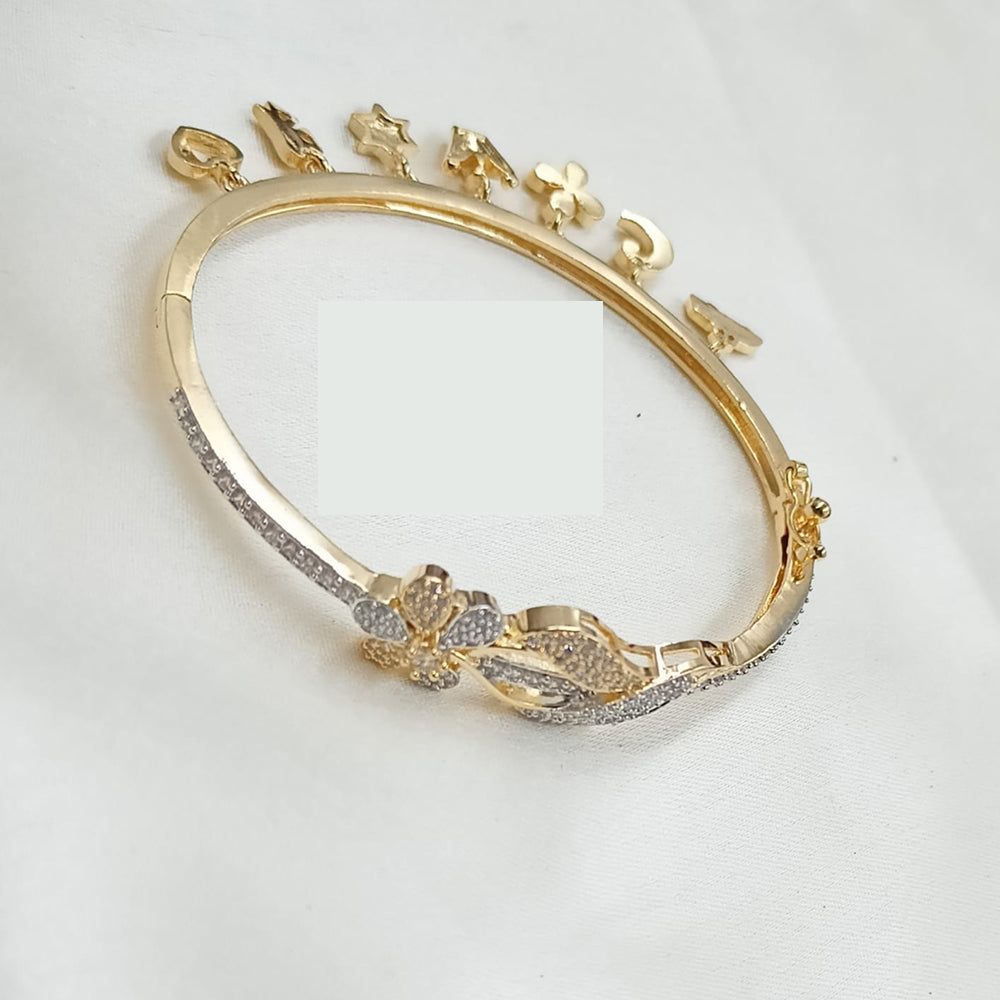 NAFJ Radiant Gleam Gold Plated American Diamond Openable Bracelets