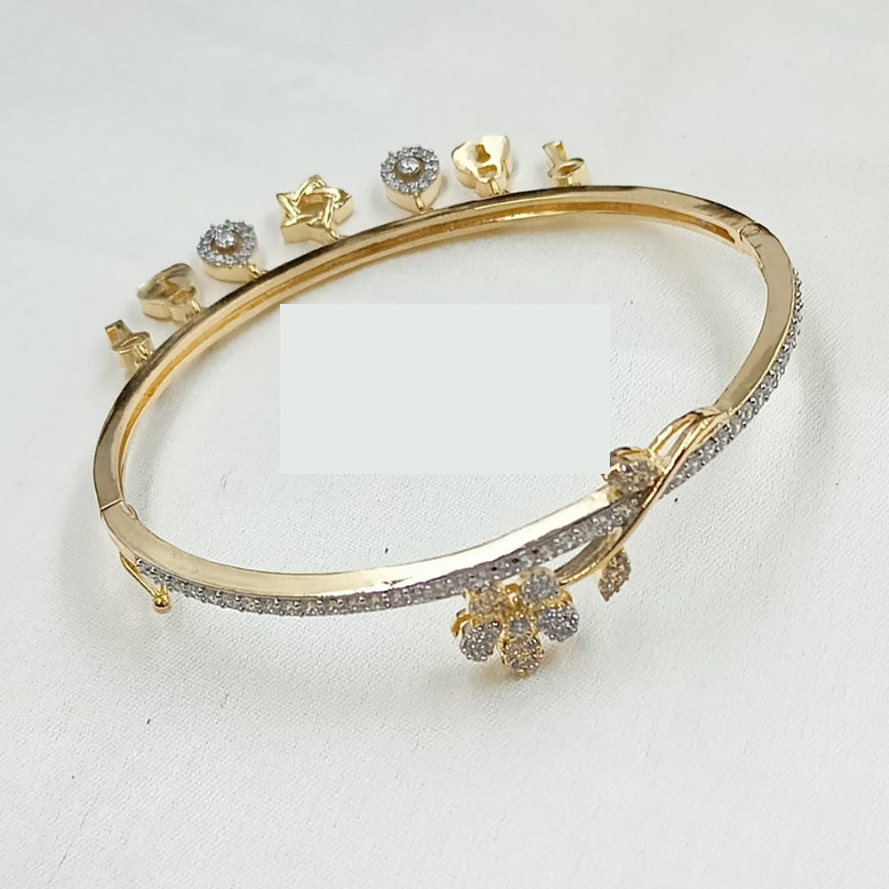 NAFJ Radiant Gleam Gold Plated American Diamond Openable Bracelets