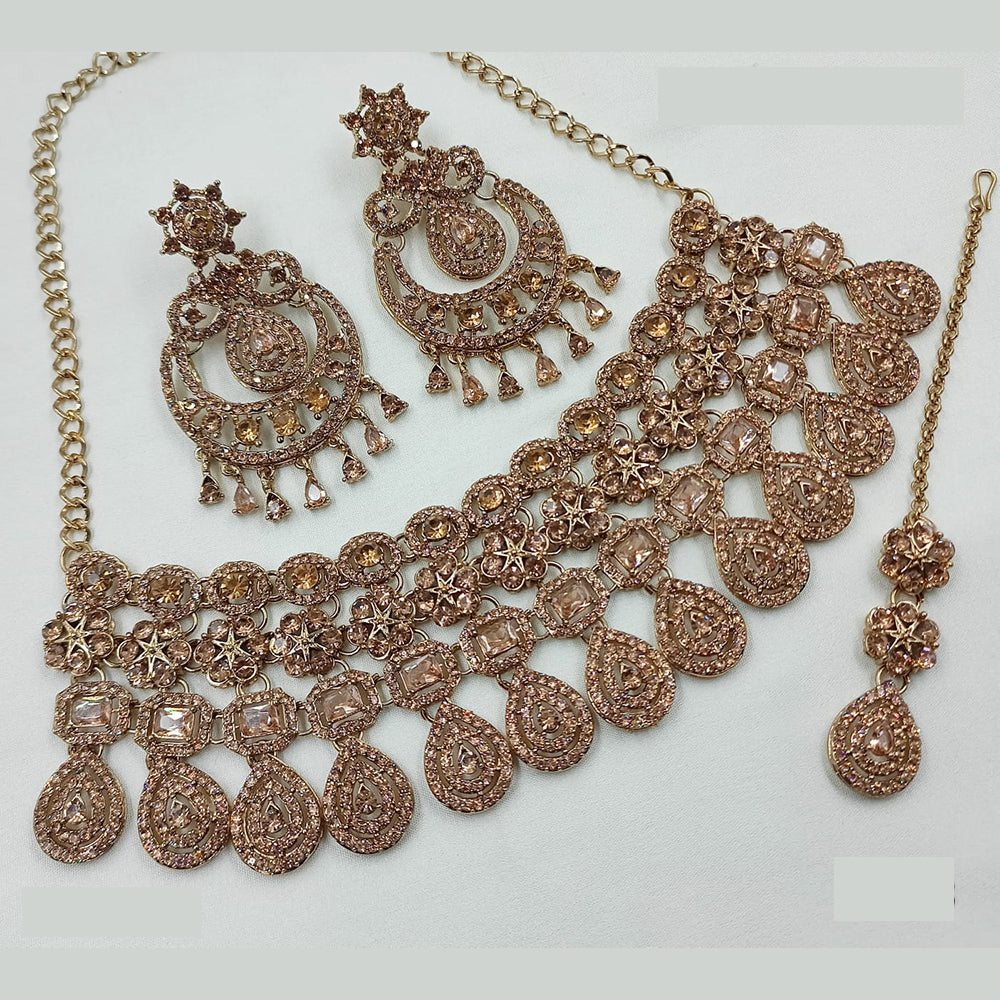 NAFJ Traditional Crystal And Austrain Stone Choker Necklace Set For All Occassions