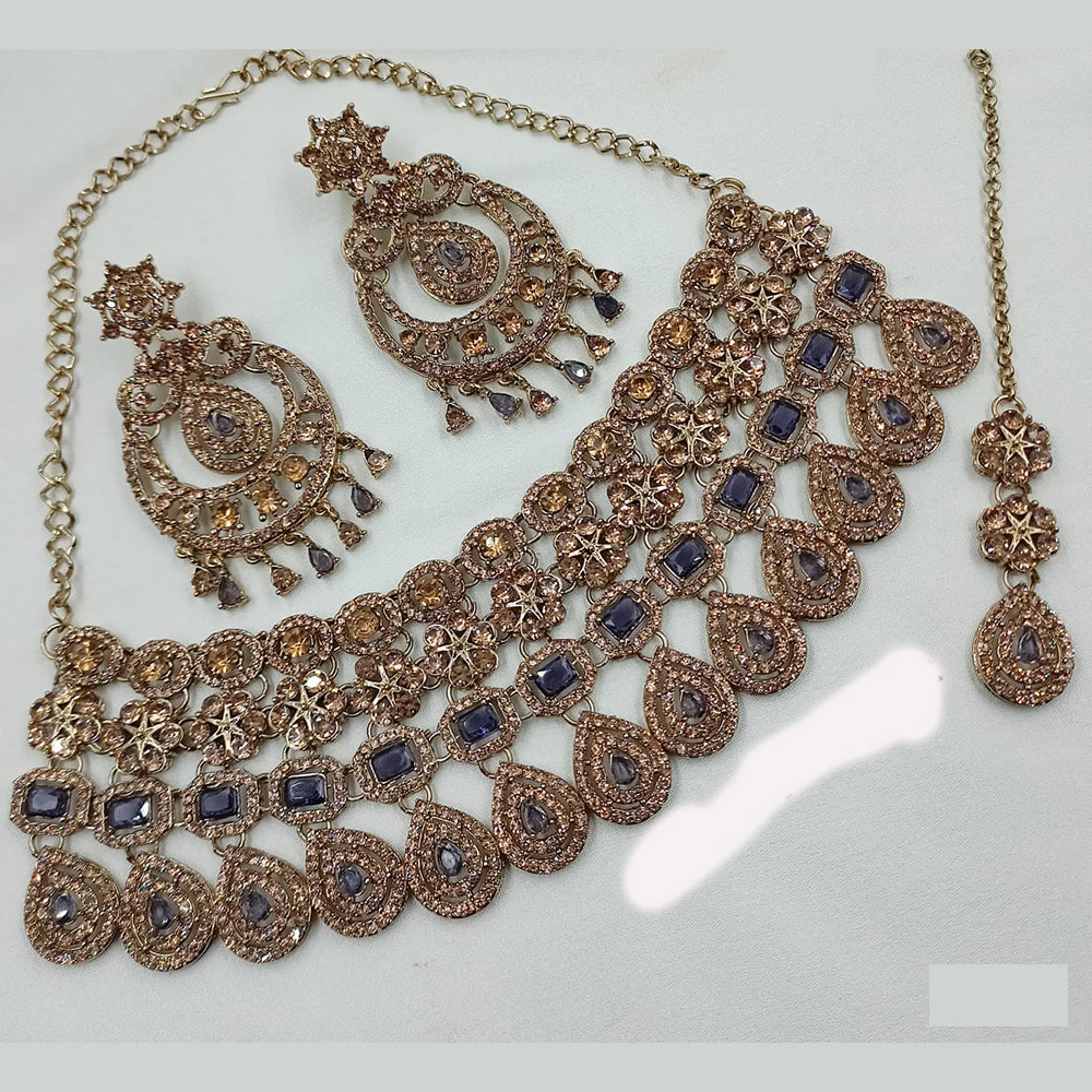 NAFJ Traditional Crystal And Austrain Stone Choker Necklace Set For All Occassions