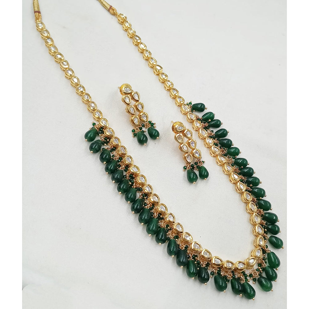 NAFJ Kundan Stone And Beads Long Necklace Set