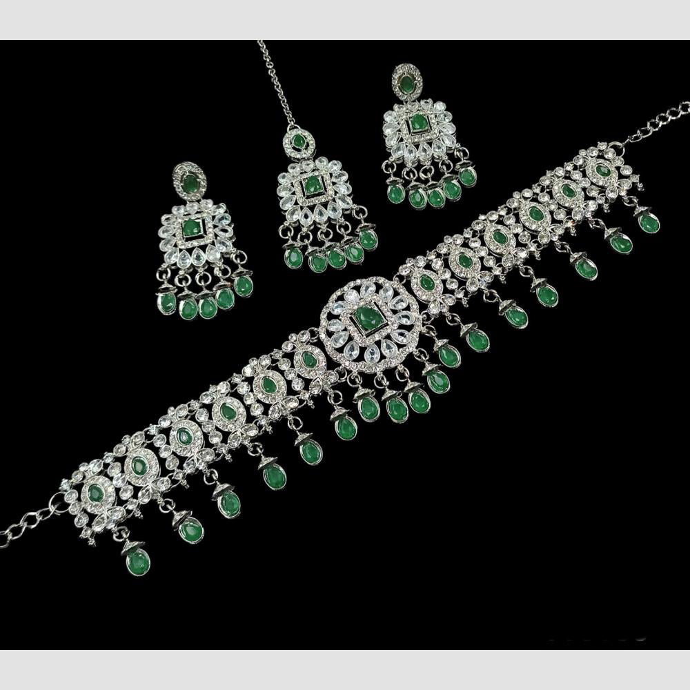 NAFJ Regal Style Crystal Stone And Austrian Stone Choker Necklace Set