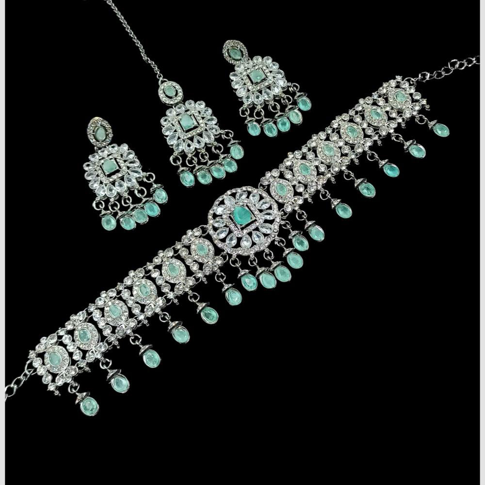 NAFJ Regal Style Crystal Stone And Austrian Stone Choker Necklace Set