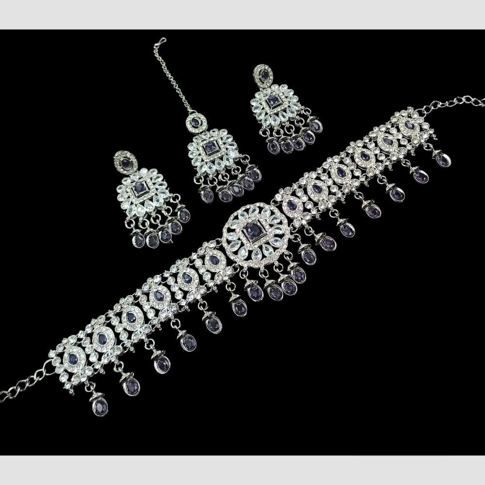NAFJ Regal Style Crystal Stone And Austrian Stone Choker Necklace Set
