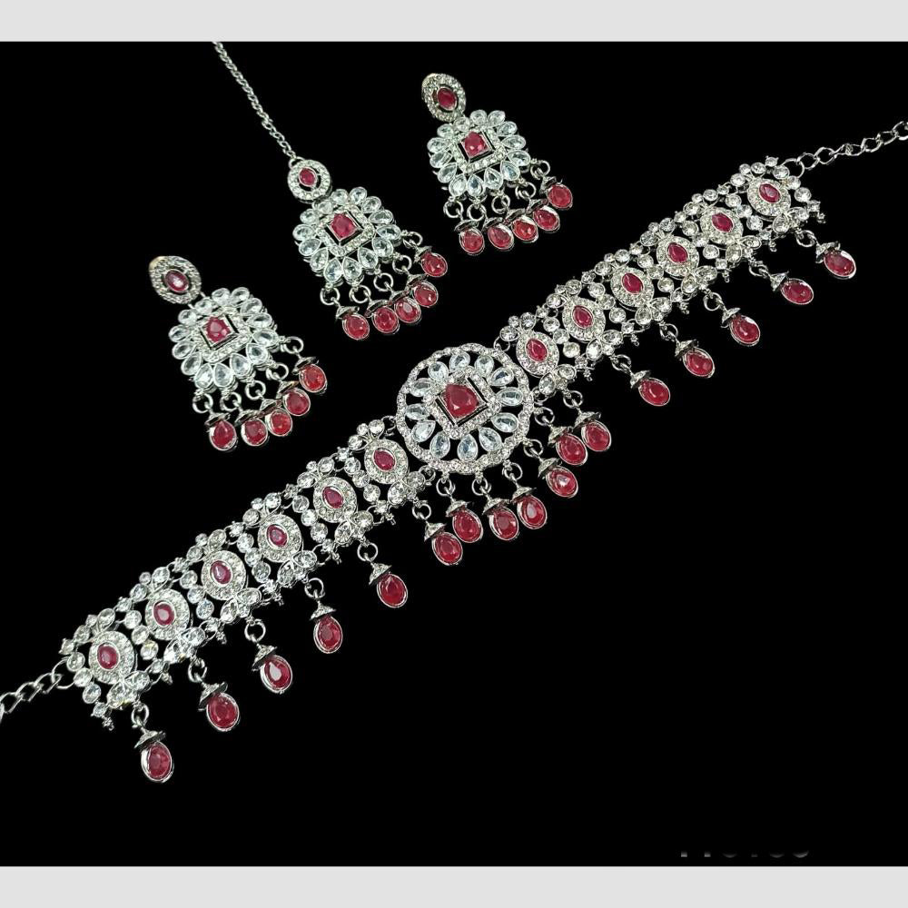 NAFJ Regal Style Crystal Stone And Austrian Stone Choker Necklace Set