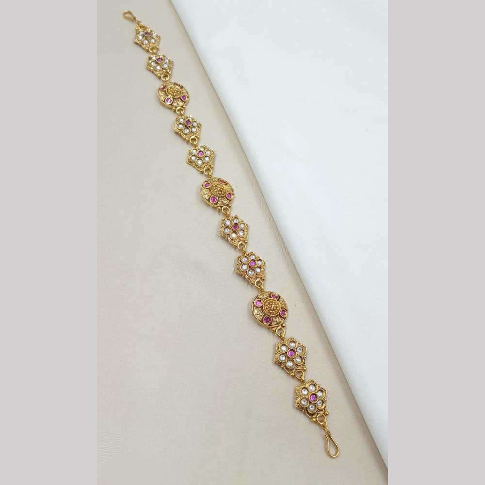 NAFJ Heritage Polki Kundan Stone And Pearl Sheeshphool