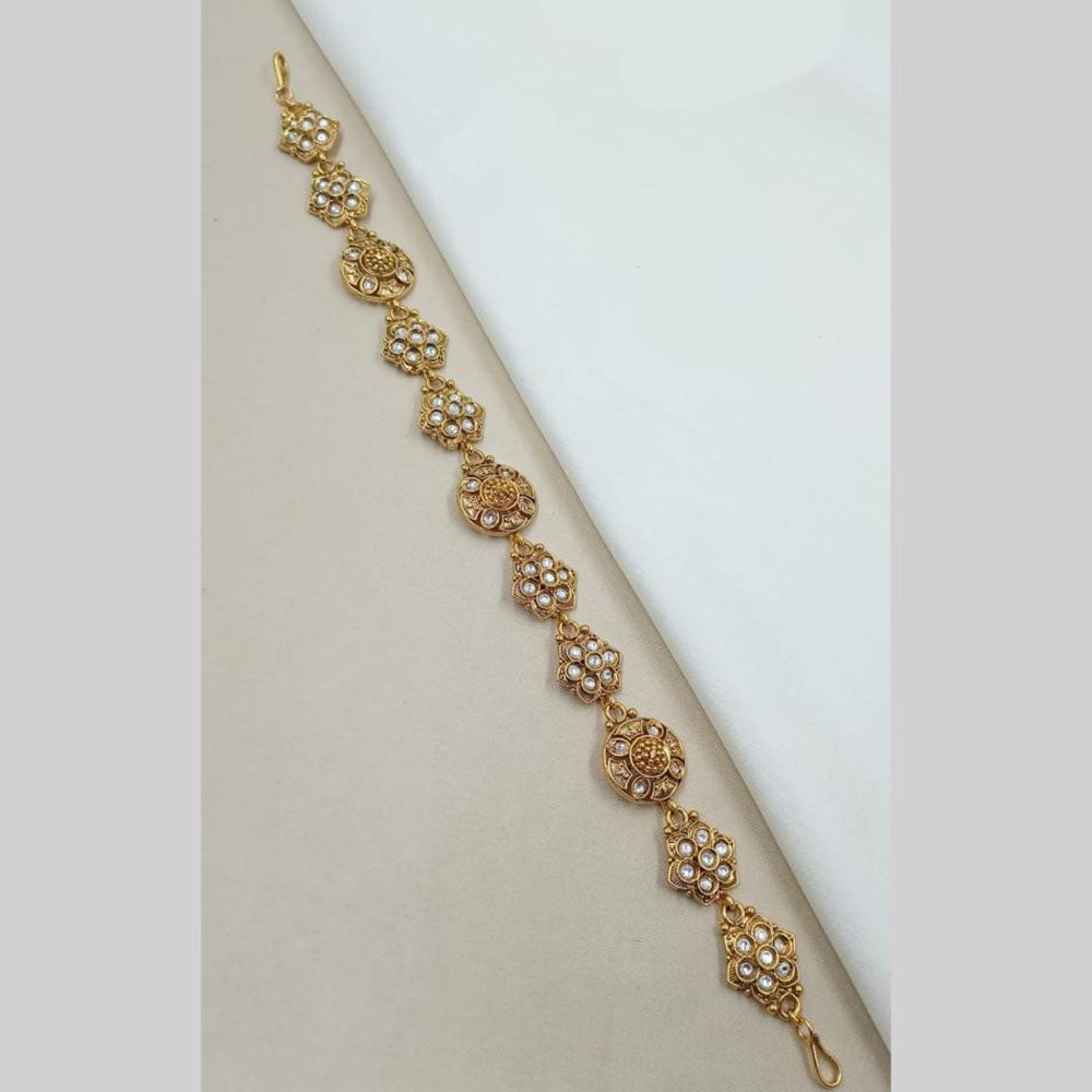 NAFJ Heritage Polki Kundan Stone And Pearl Sheeshphool