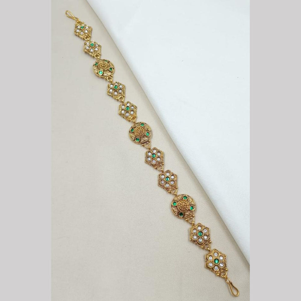 NAFJ Heritage Polki Kundan Stone And Pearl Sheeshphool