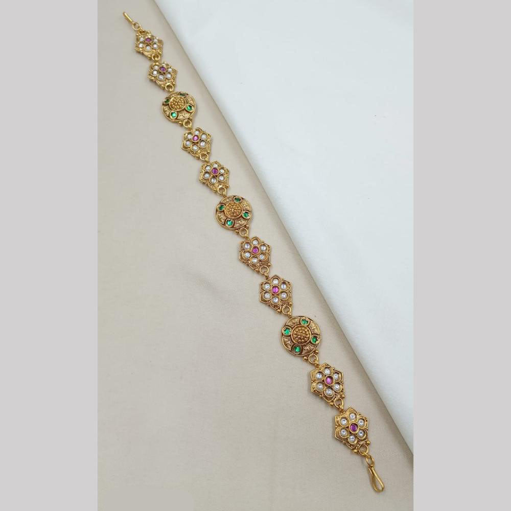 NAFJ Heritage Polki Kundan Stone And Pearl Sheeshphool