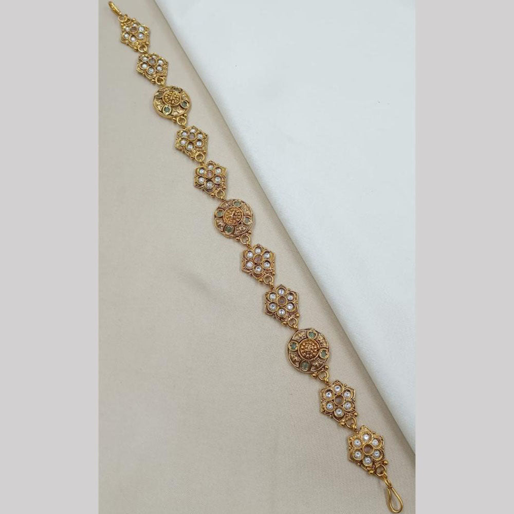 NAFJ Heritage Polki Kundan Stone And Pearl Sheeshphool