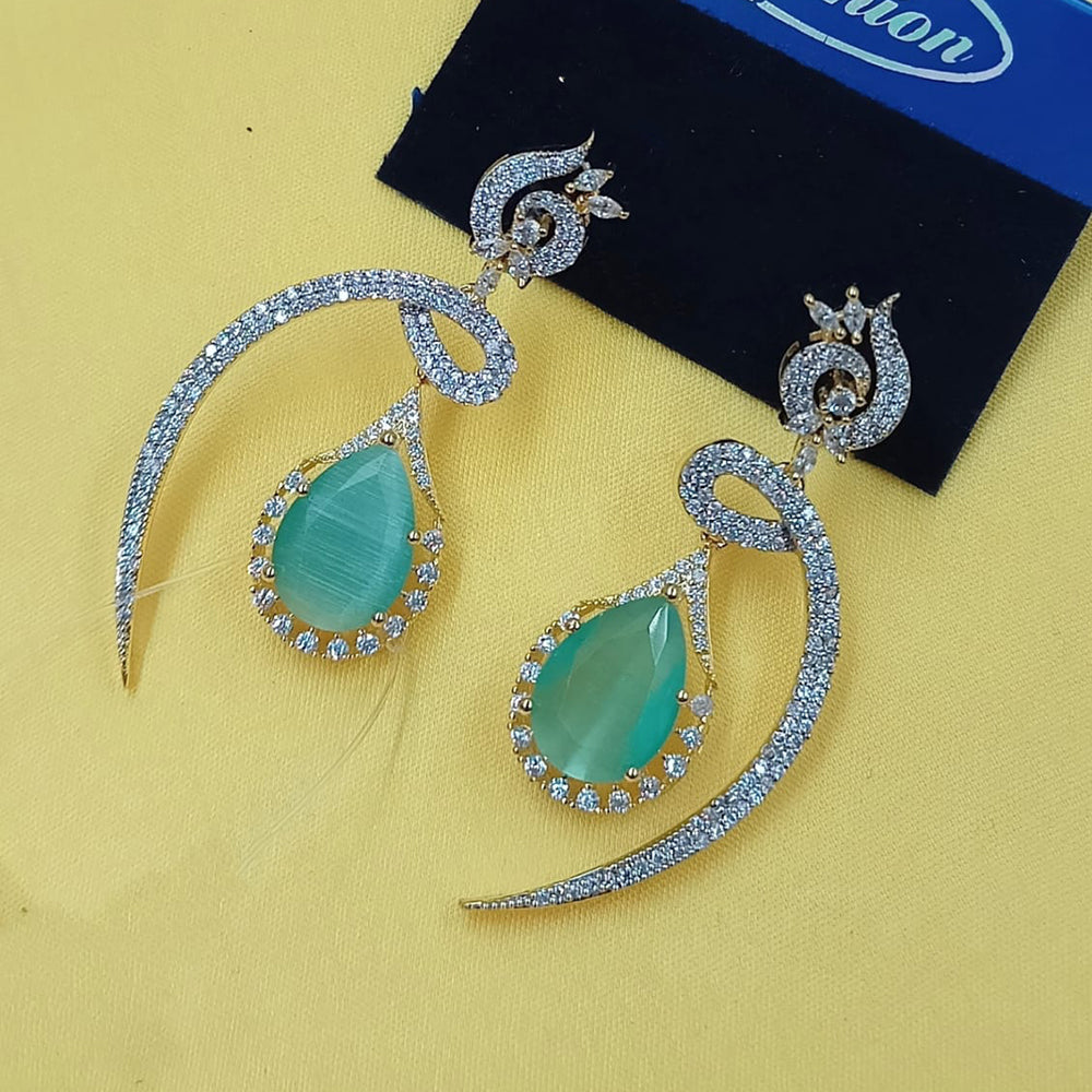 NAFJ Glam Drop American Daimond Dangler Earrings in Rhodium Finish