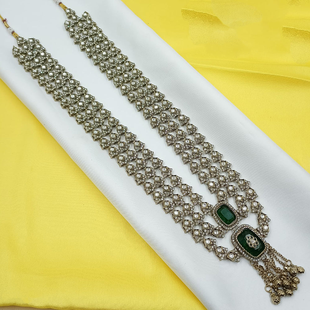 NAFJ Designer Pota Stone And Austrian Stone Long Necklace Set