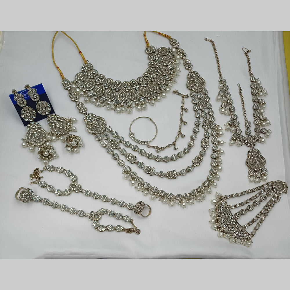 NAFJ Grand Austrian Stone And Pearl Wedding Special Beaded Bridal Set