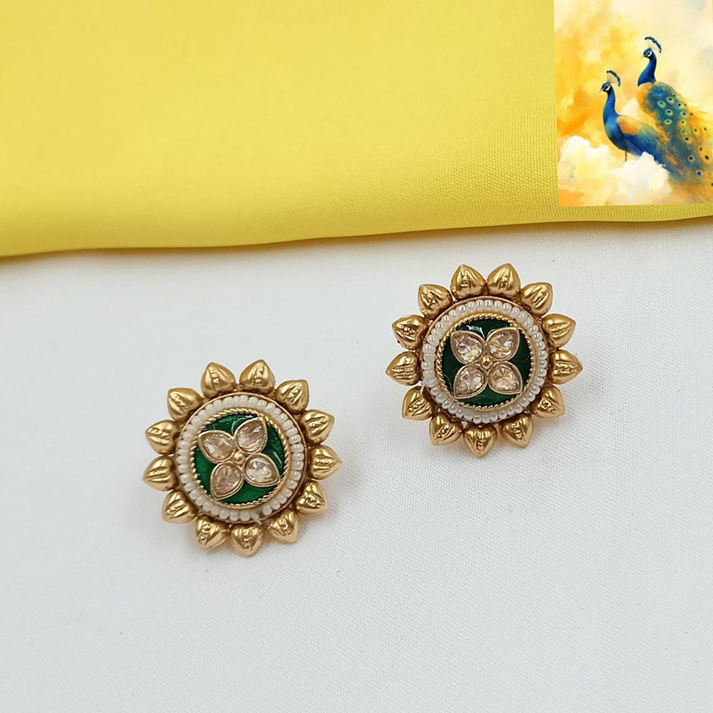 NAFJ Elegant Pota Stone And Pearl Stud Earrings