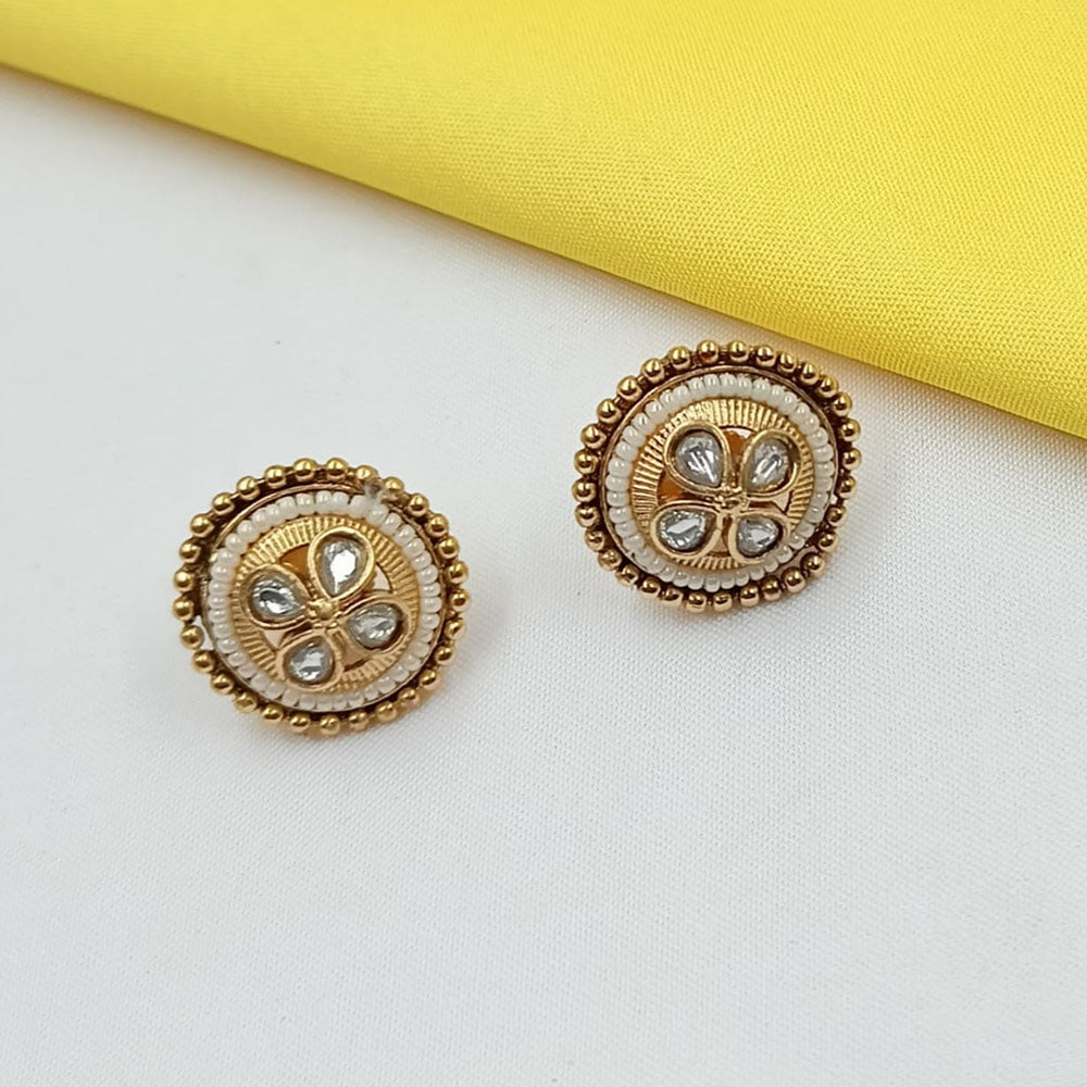 NAFJ Elegant Pota Stone And Pearl Stud Earrings