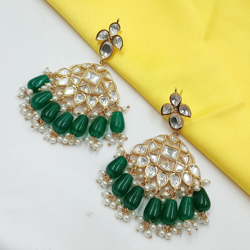 NAFJ Grand Polki Kundan Pearl And Beads Dangler Earrings