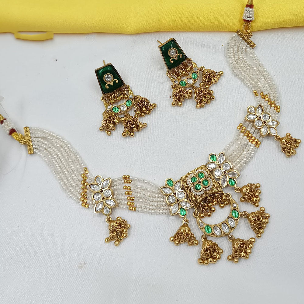 NAFJ Premium Pota Stone And Pearl Necklace Set