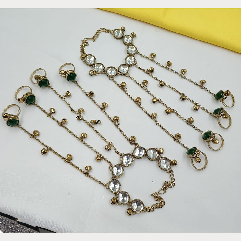 NAFJ Kundan Stone And Ghungroo Designer Hand Harness