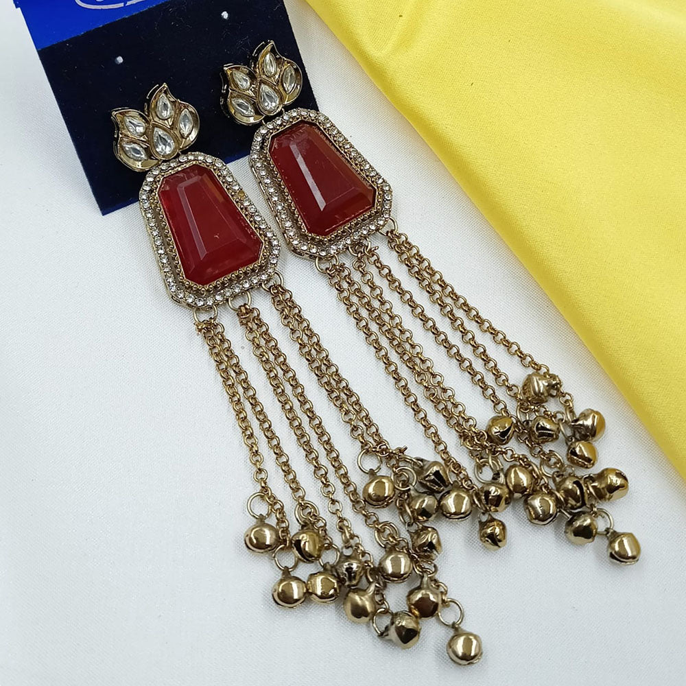 NAFJ Indo Ethnic Kundan Stone And Ghungroo Kashmiri Earrings