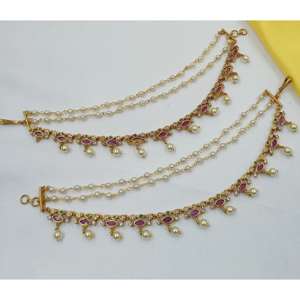 NAFJ Glamorous Austrian Stone Pearl Kanchain