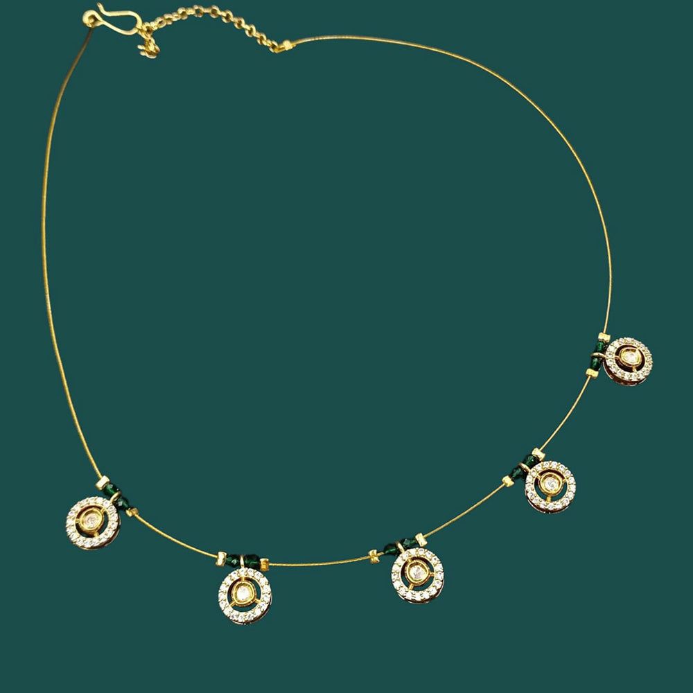 NAFJ Lightweight Floating Chain Austrian And Pearl Fancy Necklace Set For All Occassions