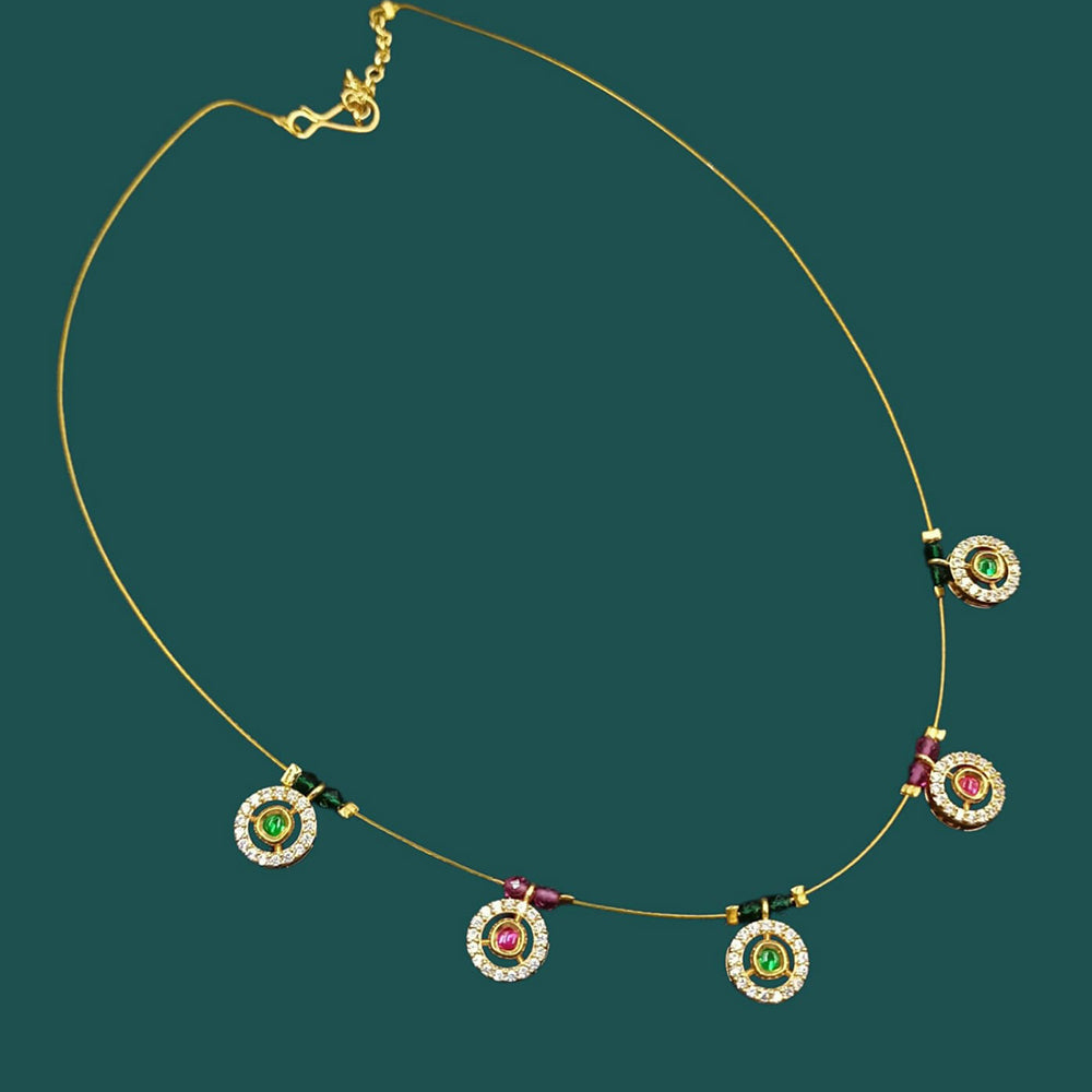 NAFJ Lightweight Floating Chain Austrian And Pearl Fancy Necklace Set For All Occassions