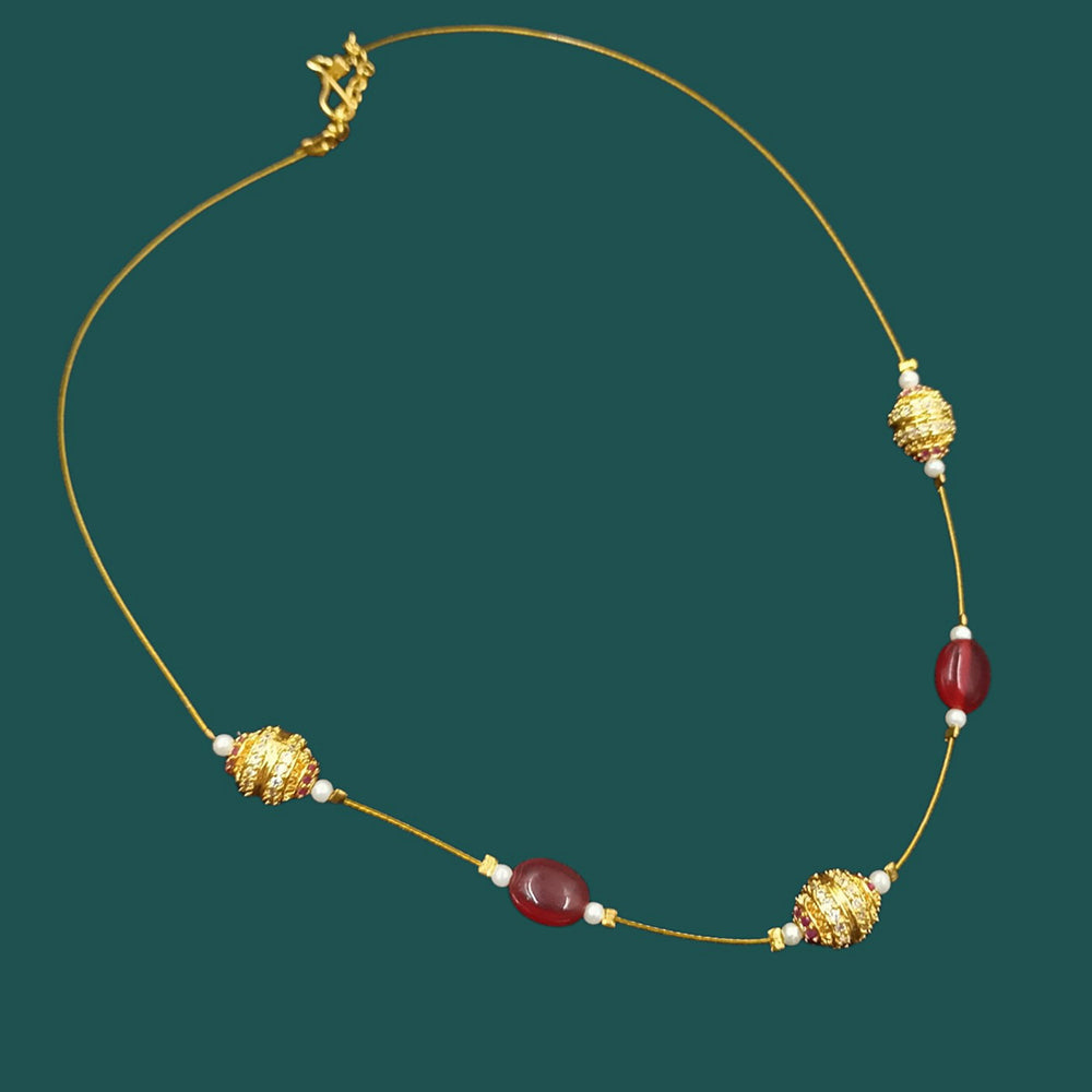 NAFJ Lightweight Floating Chain Austrian And Pearl Fancy Necklace Set For All Occassions