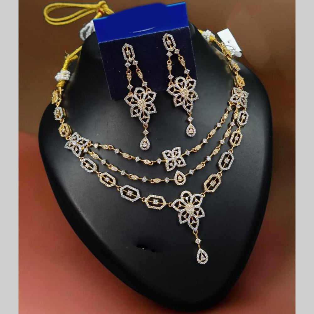 NAFJ Glamorous Austrian Stone Multi Layer Designer Necklace Set