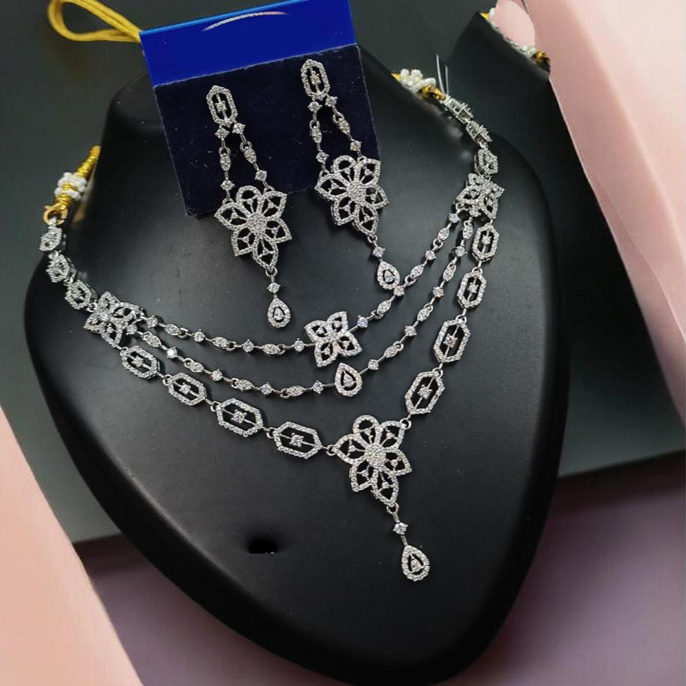 NAFJ Glamorous Austrian Stone Multi Layer Designer Necklace Set